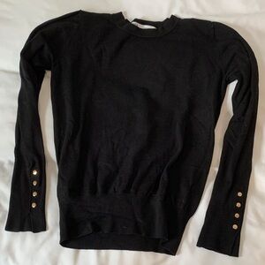 Zara Black Crewneck Sweater with Gold Button Detail
